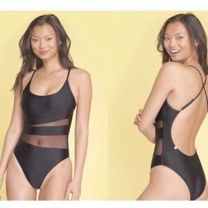 Summersalt Causeway Black One Piece Mesh Cutout Swimsuit Womens size 4